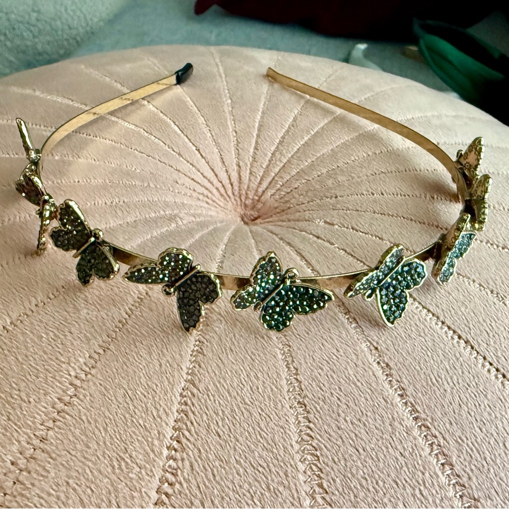 Gold and Slate Blue Sparkly Butterfly Headband 🌿 2 for $12